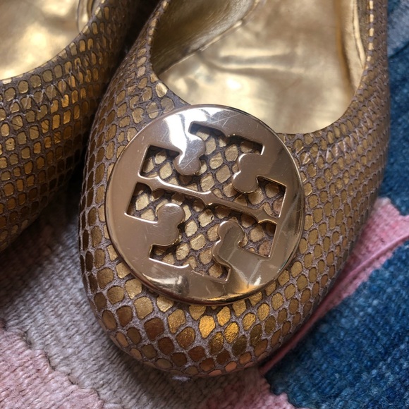 Tory Burch *discontinued* gold ballet flat. - Picture 3 of 7